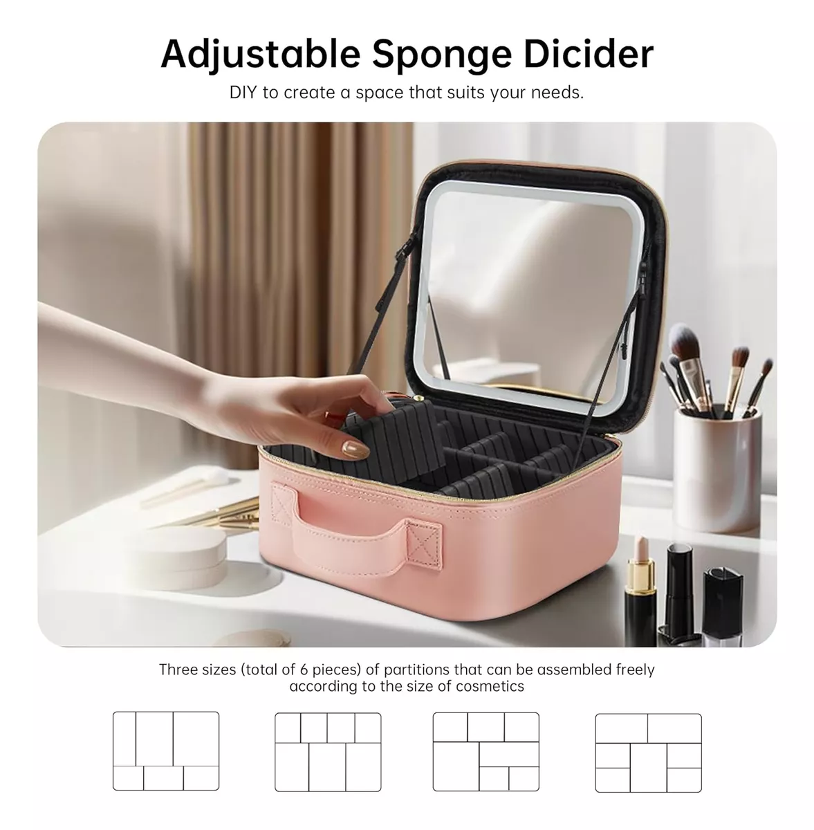 Maletin Estuche De Maquillaje Con Espejo Y Luz Led 3 Modos