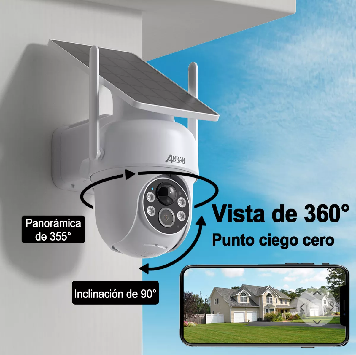 Anran Solar Cámara De Seguridad 5megapixeles Wifi 2.4g App