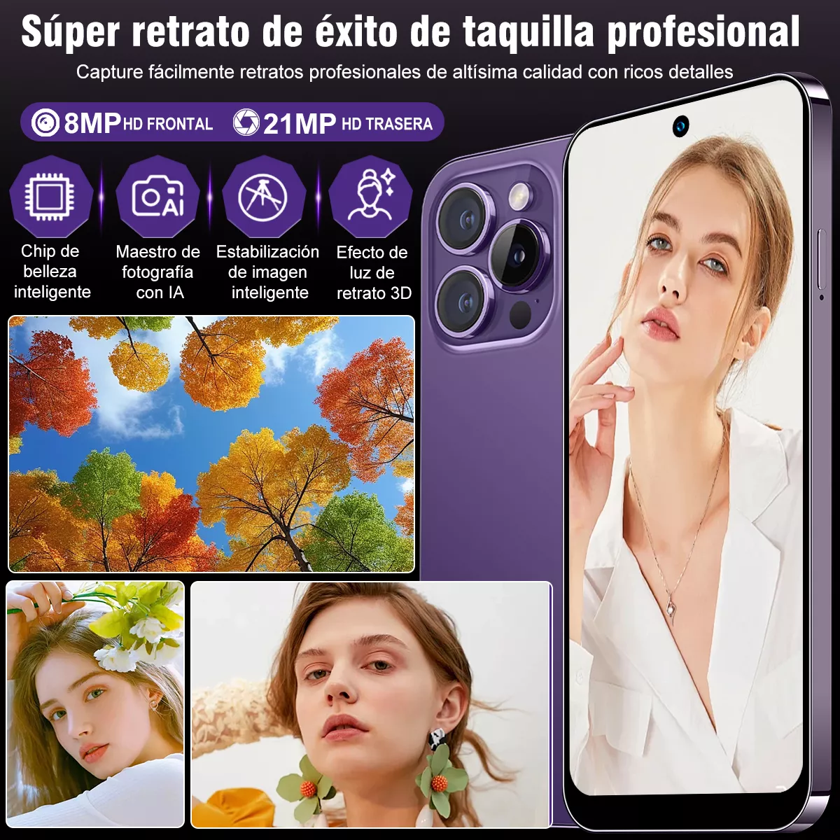 smartphone Zhenghang i15 Plus Max Dual SIM violeta 256 GB 10 GB RAM Android 4G/LTE