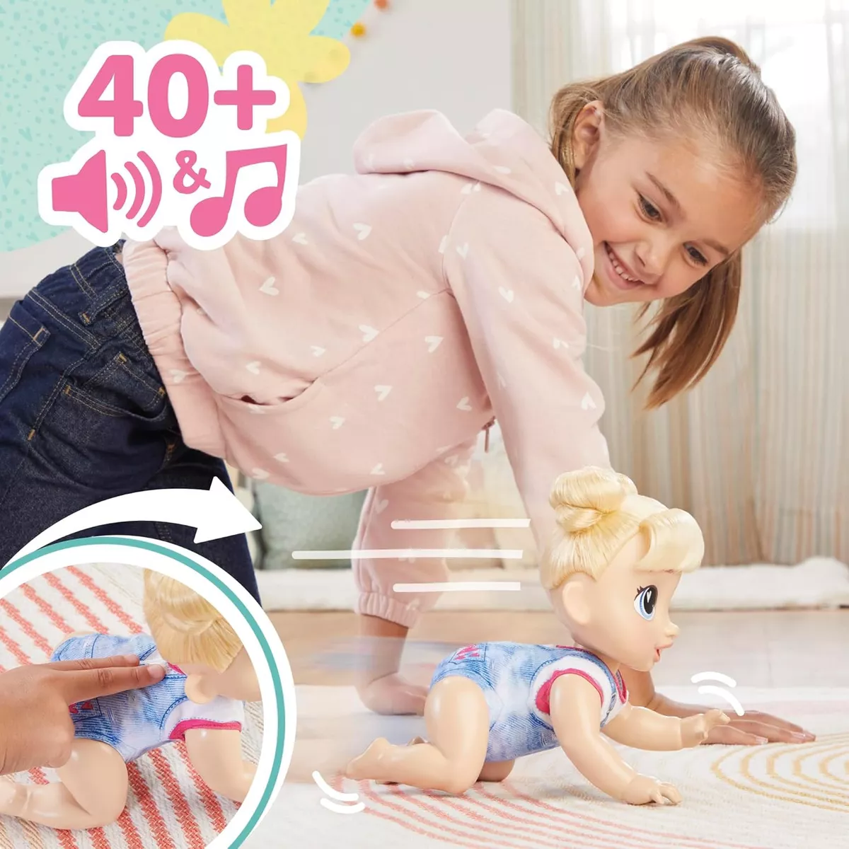 Baby Alive Harper Hugs Set Muñeca Electrónica Pelo Rubio