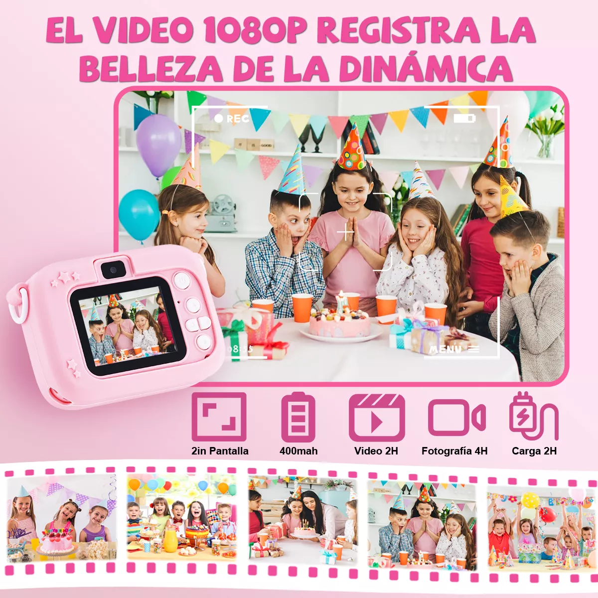 Cámara Digital Niños Video Y Fotos 1080p Doble Lente 9600w