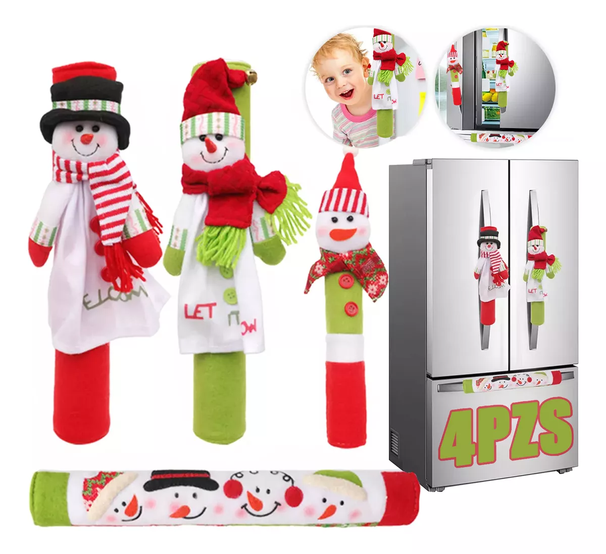 4pzs Cubiertas Para Manijas De Puerta Refrigerador Navidad