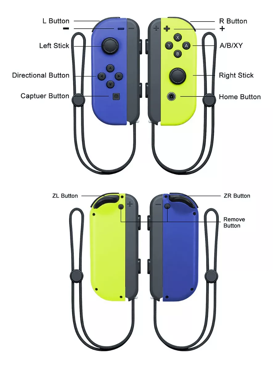 Control joystick inalámbrico Nintendo Switch Joy-Con (L)/(R) LED RGB azul/amarillo neón