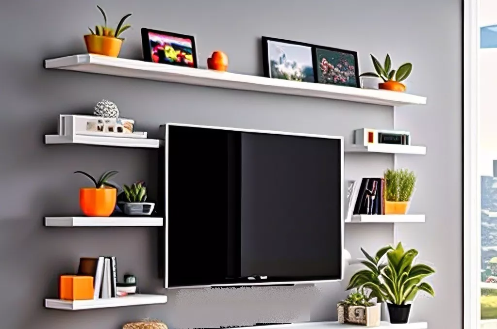 Repisas Flotantes Slim 1 De 120x12 Y 5 De 30x12 Para Tv