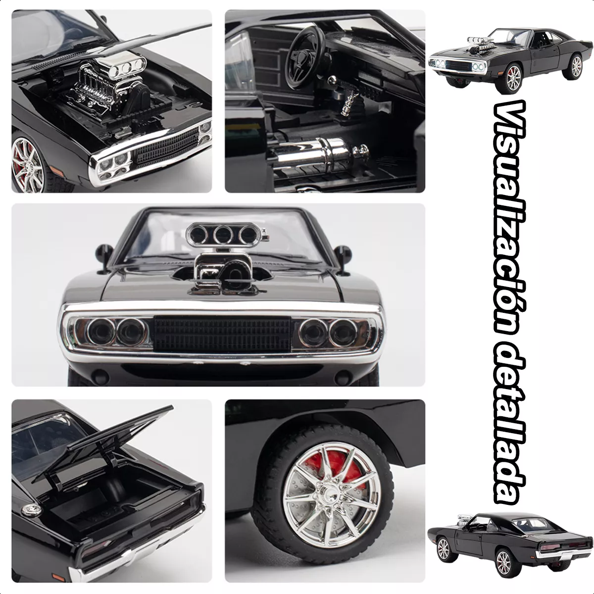 1:24 Escala Coche Juguete Dodge Charger Luz Y Sonido Regalo