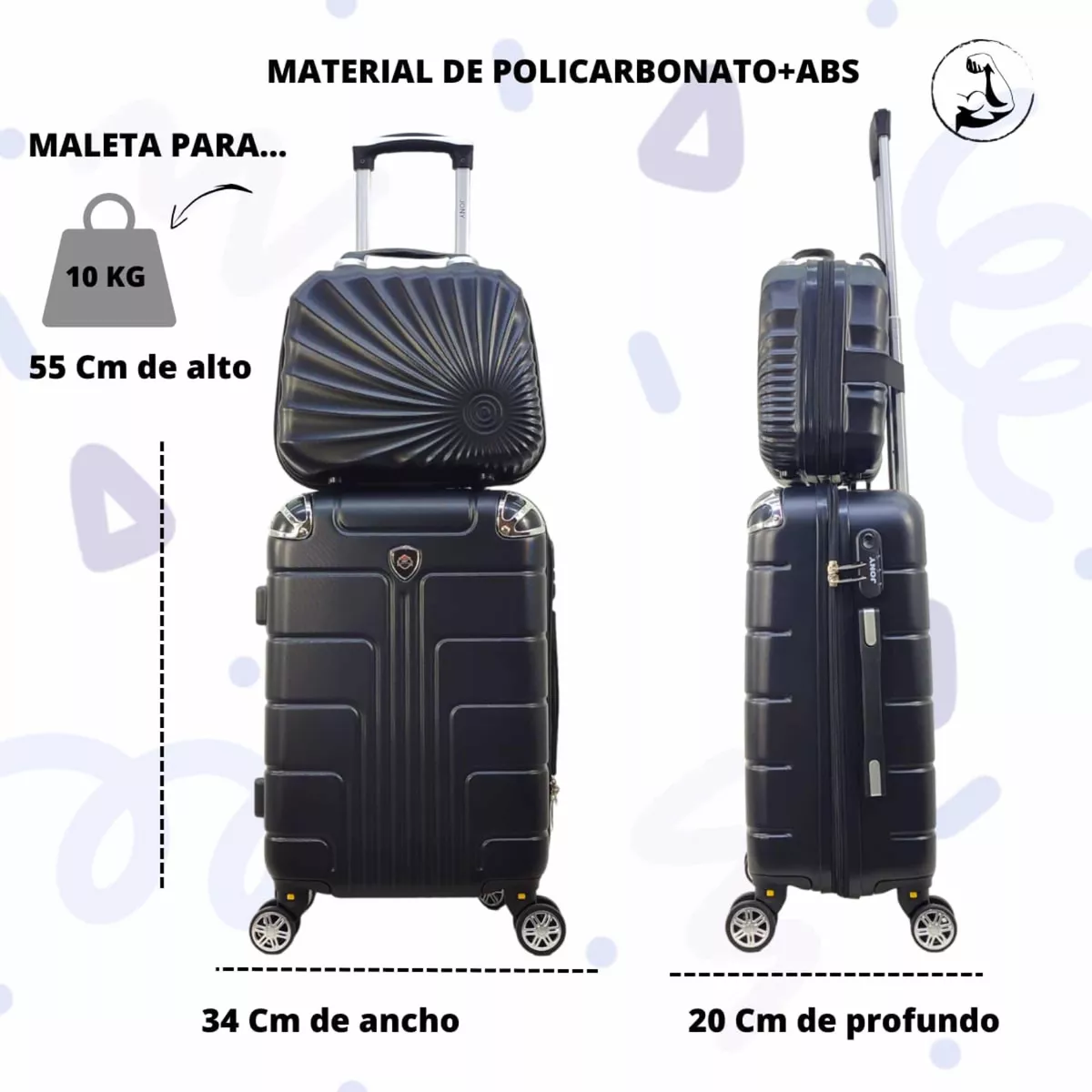 Maleta 10 Kg 20 Pulgadas + Neceser Sin Documentar Ligera Res