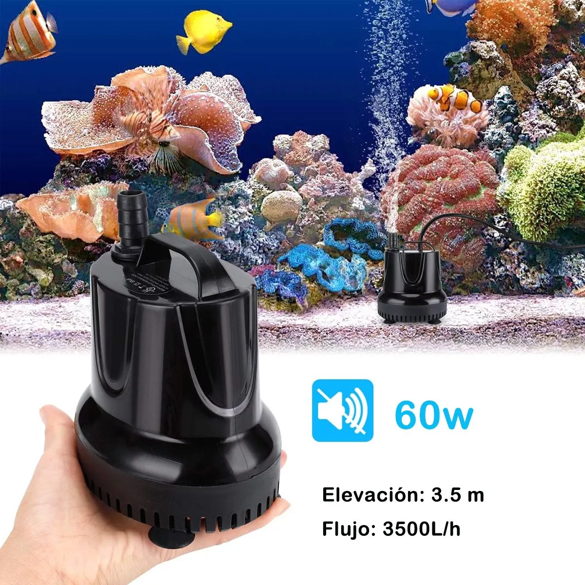 3.5m Bomba De Agua Sumergible Fuente Pecera Acuario 3500l/h