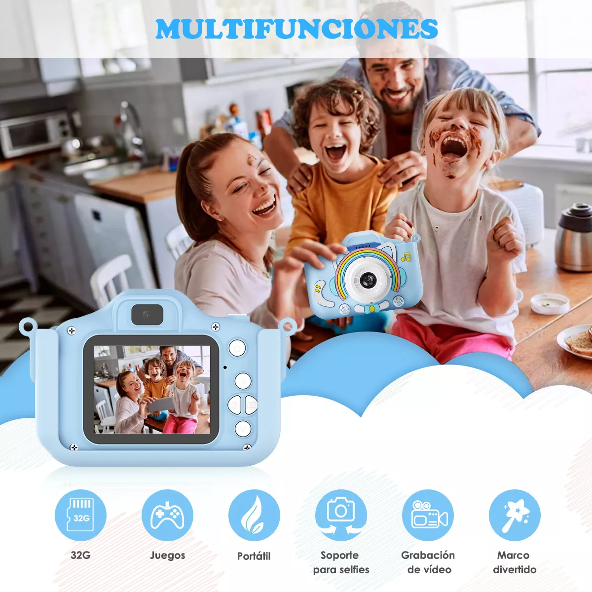 Cámara Digital Hd Para Niños Juguete Foto Video Con 32gb Sd