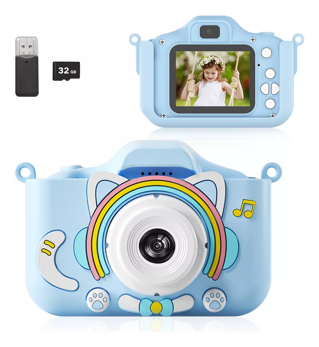 C&aacute;mara Digital Hd Para Ni&ntilde;os Juguete Foto Video Con 32gb Sd