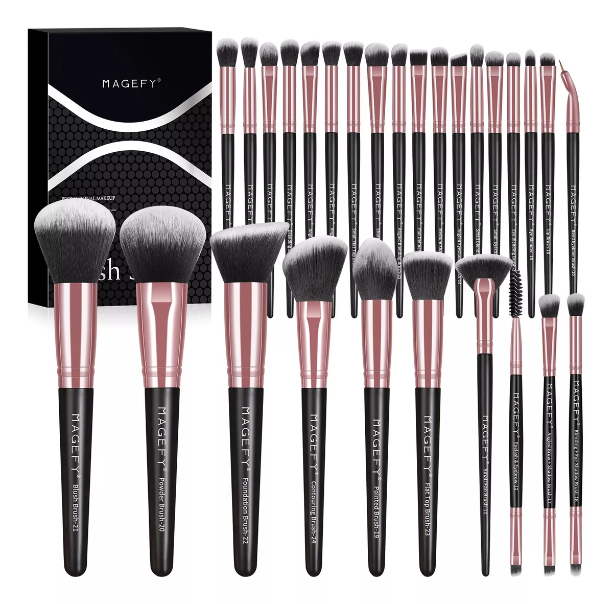 Set 28 Brochas De Maquillaje Profesional Con Estuche Brocha