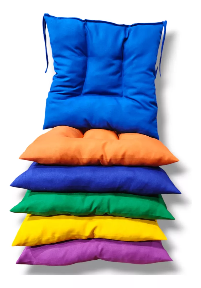 6 Cojines Para Sillas 42x42x7cm Con 4 Cintas De Sujeción
