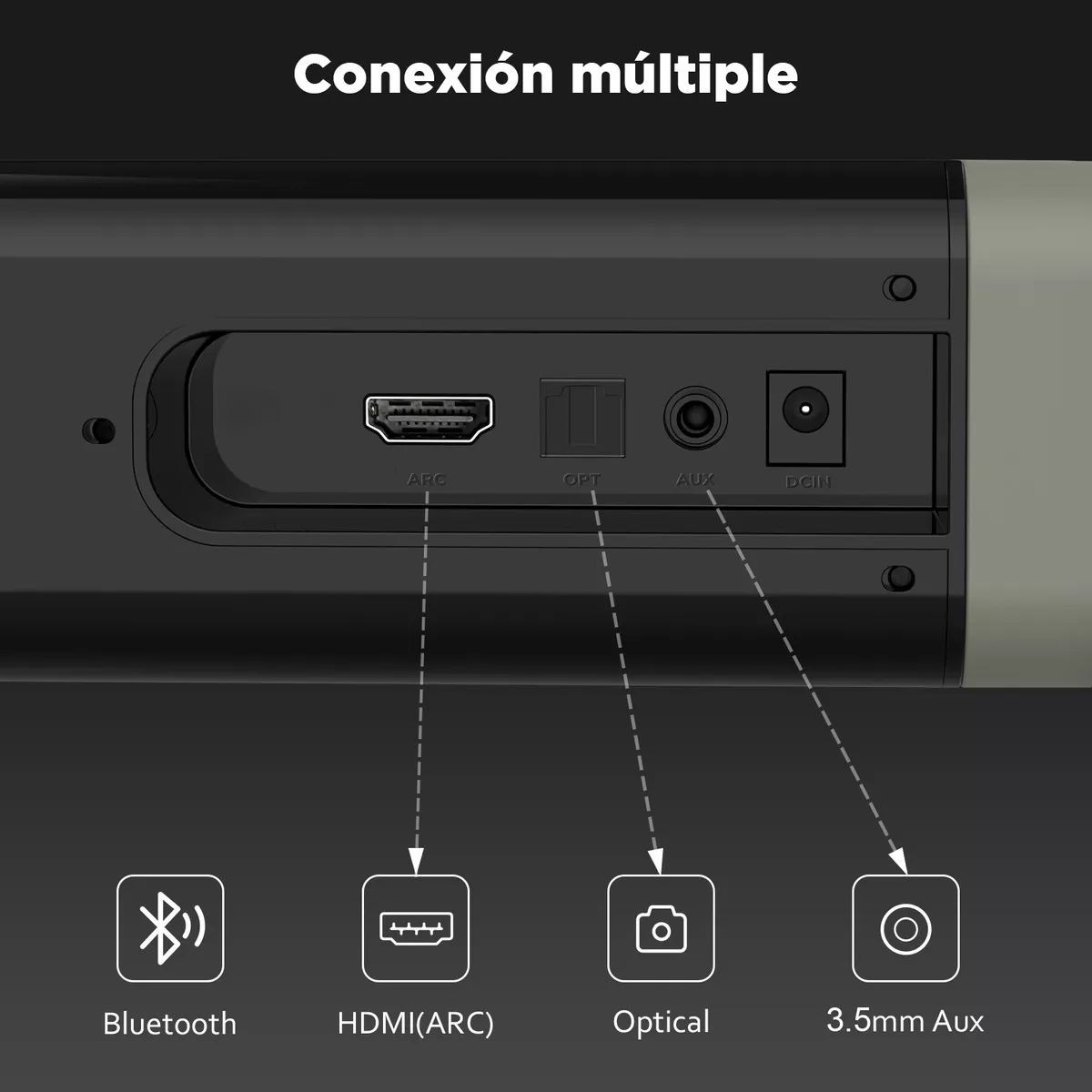 Mzeibo Barra De Sonido, Barras De Sonido Para Smart Tv, Barra De Sonido Bluetooth 5.0 De 60w Y 32 Pulgadas Desmontable Con Conexión Hdmi-arc/óptica/aux, Altavoces Para Tv Y Audio De Cine En Casa