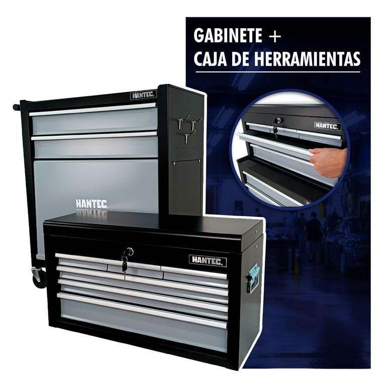 Caja de Herramientas y Gabinete móvil gris 9 cajones para herramienta automotriz Hantec Herramienta