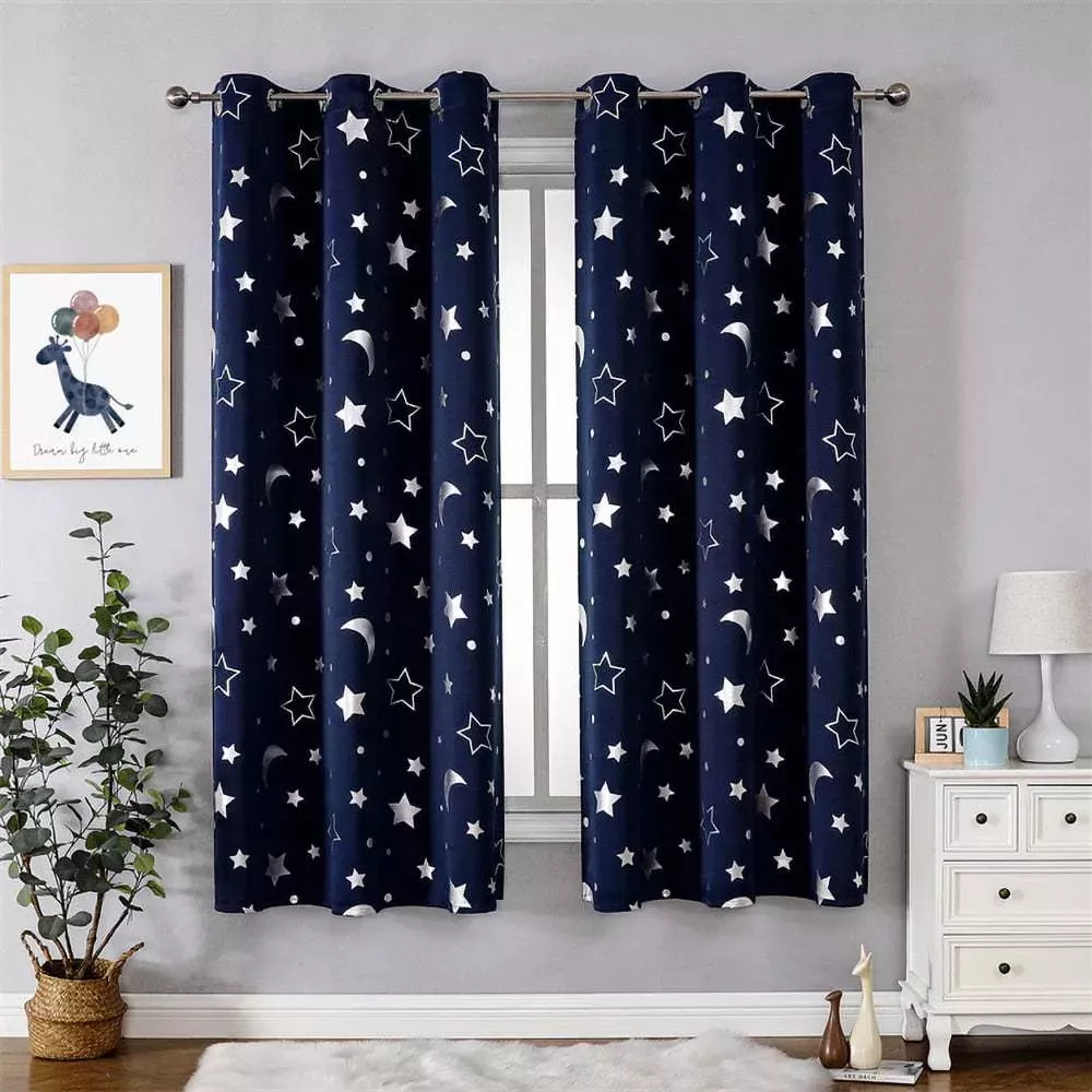 Blackout Cortinas para Recamara Luna Estrellas 132 X 213 Cm