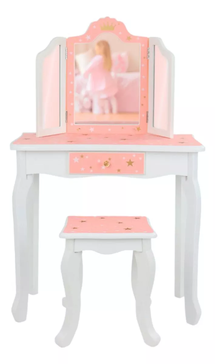 Tocador De Madera Juguete Para Ni&ntilde;os Juego De Maquillaje