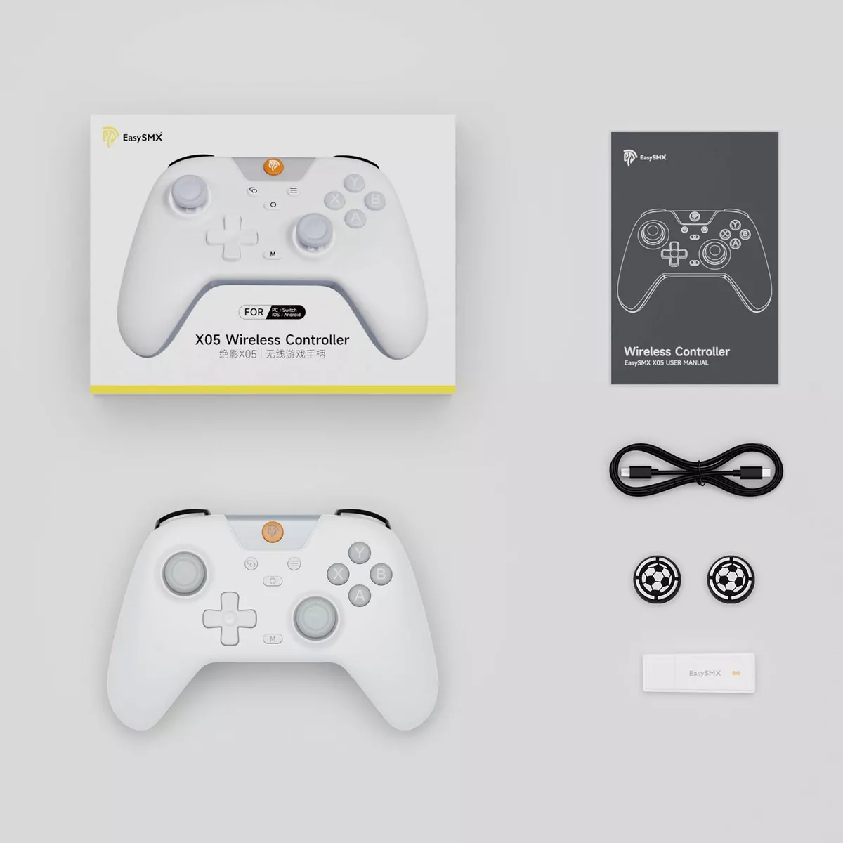 Easysmx X05 Control Bluetooth Inalambrico Gamepad Para Nintendo Switch Pc Android iPhone Móvil,hall Joystick Y Hall Trigger,mando Con 5 Niveles De Vibración Ajustable, Función Turbo