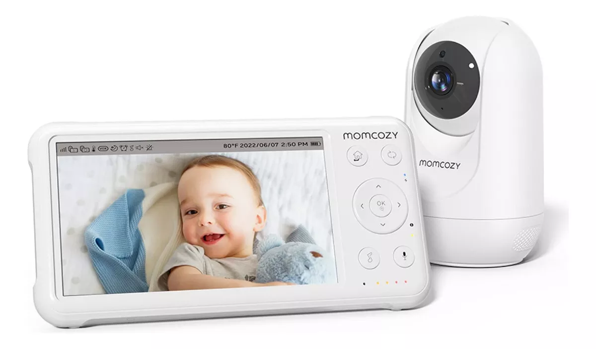 Momcozy BM01 Monitor De Beb&eacute; Con Una C&aacute;mara Y Audio, Con C&aacute;mara y Soporte De Pared, Visi&oacute;n Nocturna Por Infrarrojos, Bater&iacute;a 5000 mAh