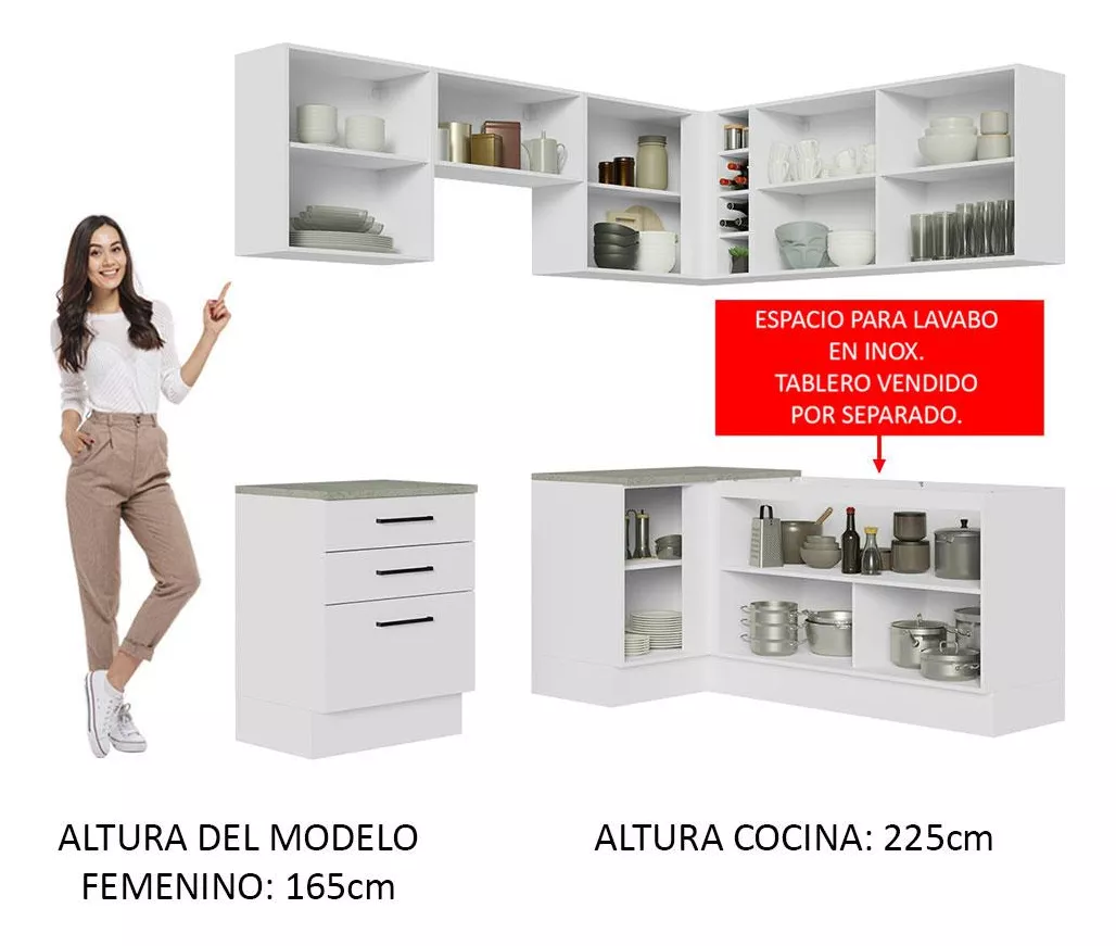 Mueble De Cocina Integral Esquinero 399cm Agata Madesa 02 B