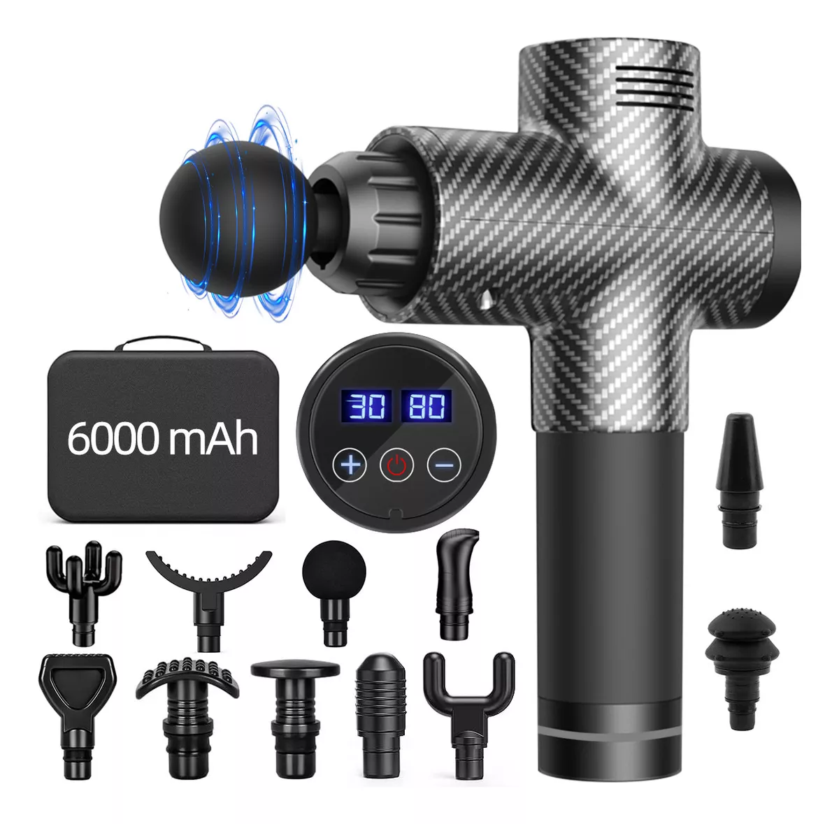 Pistola De Masaje Masajeador Electrico Mirrend 6000 Mah Con Pantalla kit De Almacenamiento kit De Accesorios De Masaje