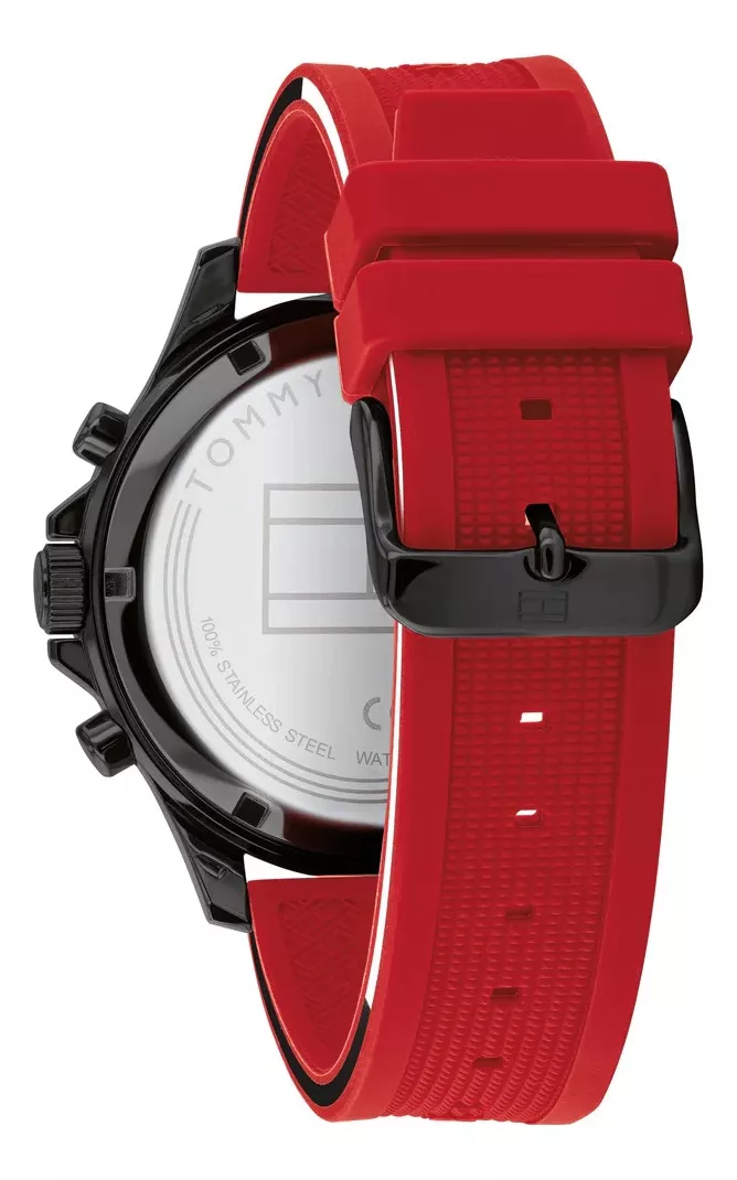 Reloj Tommy Hilfiger De Silicona Rojo Para Hombre1791722-b