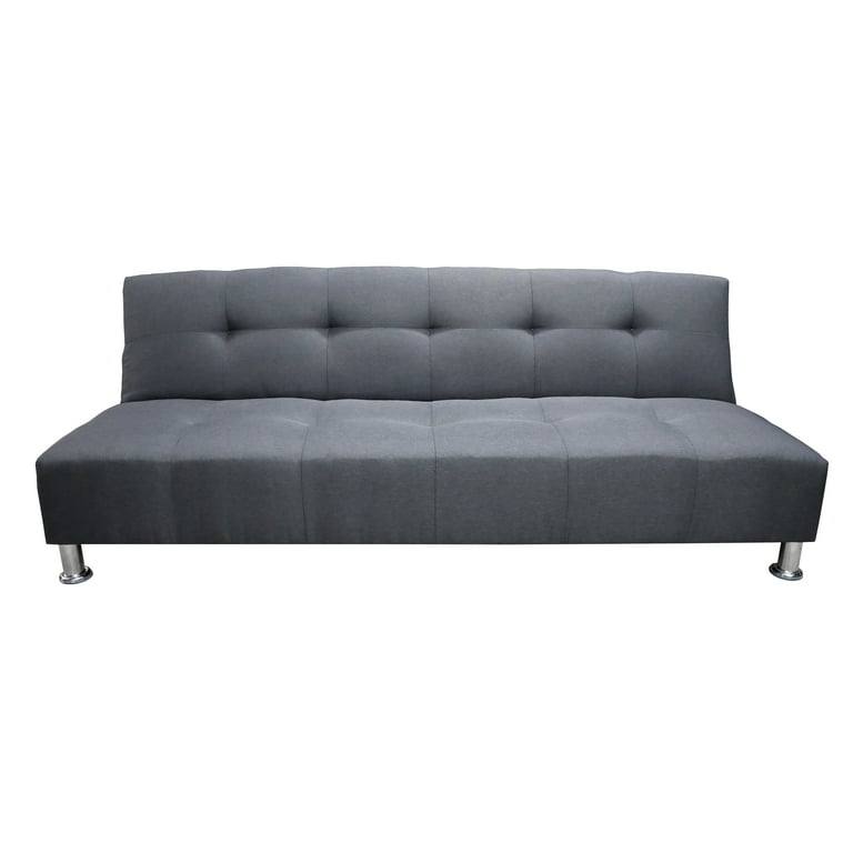 Sof&aacute; Cama Reclinable Vegas Lino Gris Oxford Futon 3 Posiciones EL BAZAR STORE Moderno Abotonado