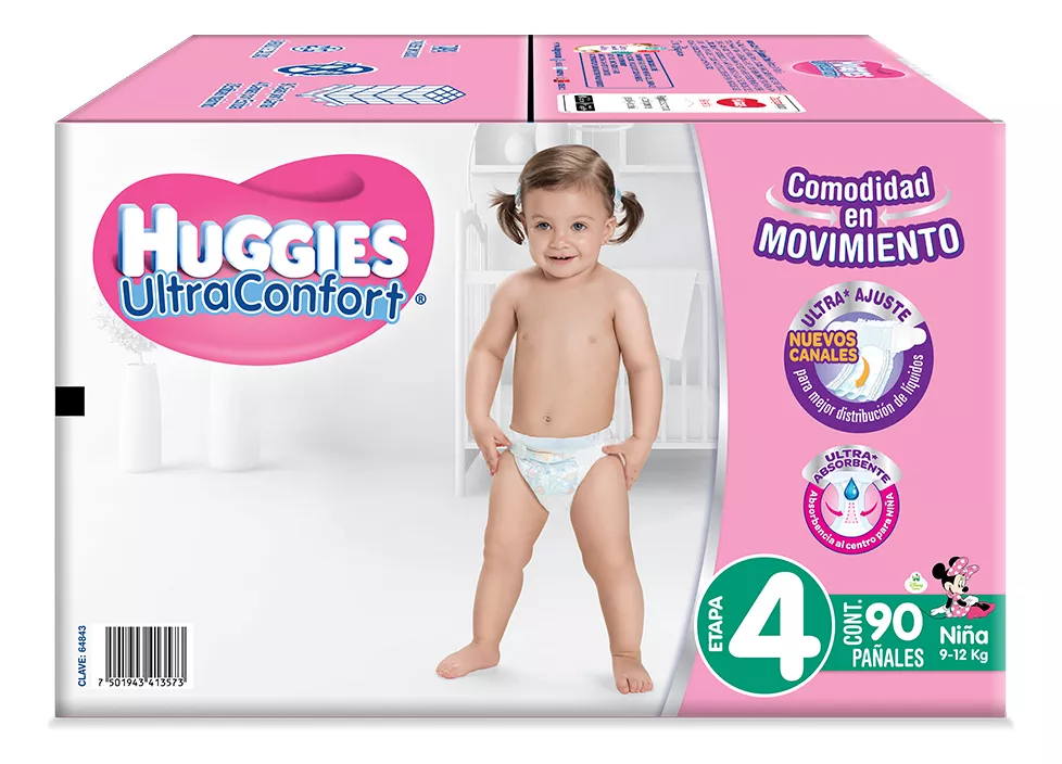 Pañales Huggies Ultraconfort Etapa 4 90 Pzas Talla NIÑA