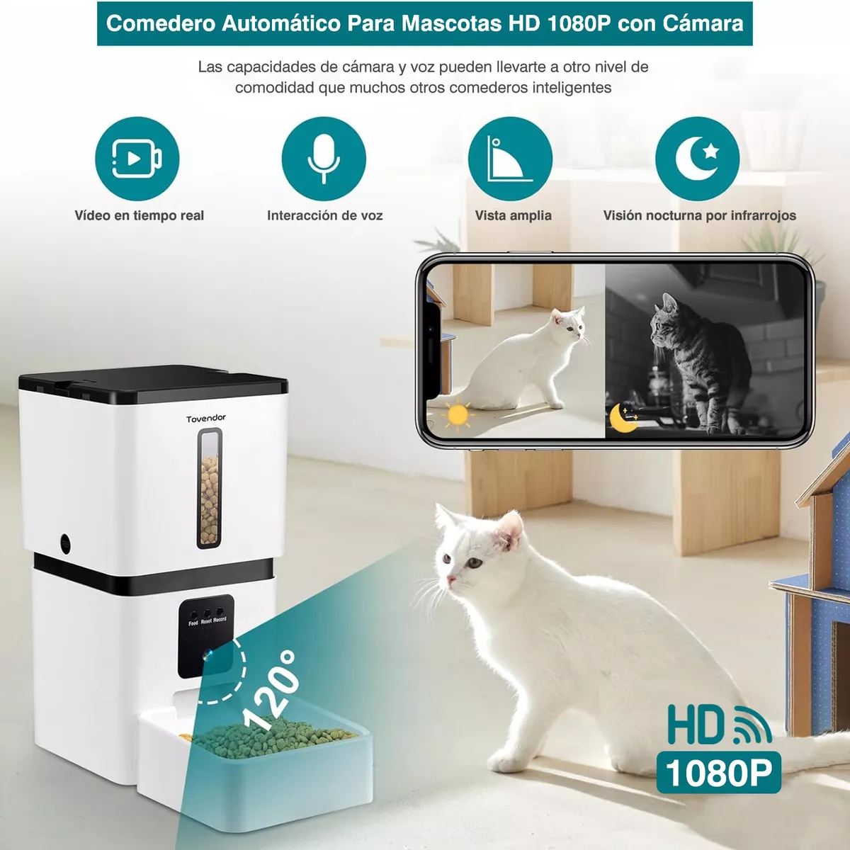 Comedero Automatico 8l Perro Gato Con Cámara 2.4/5g Wifi App