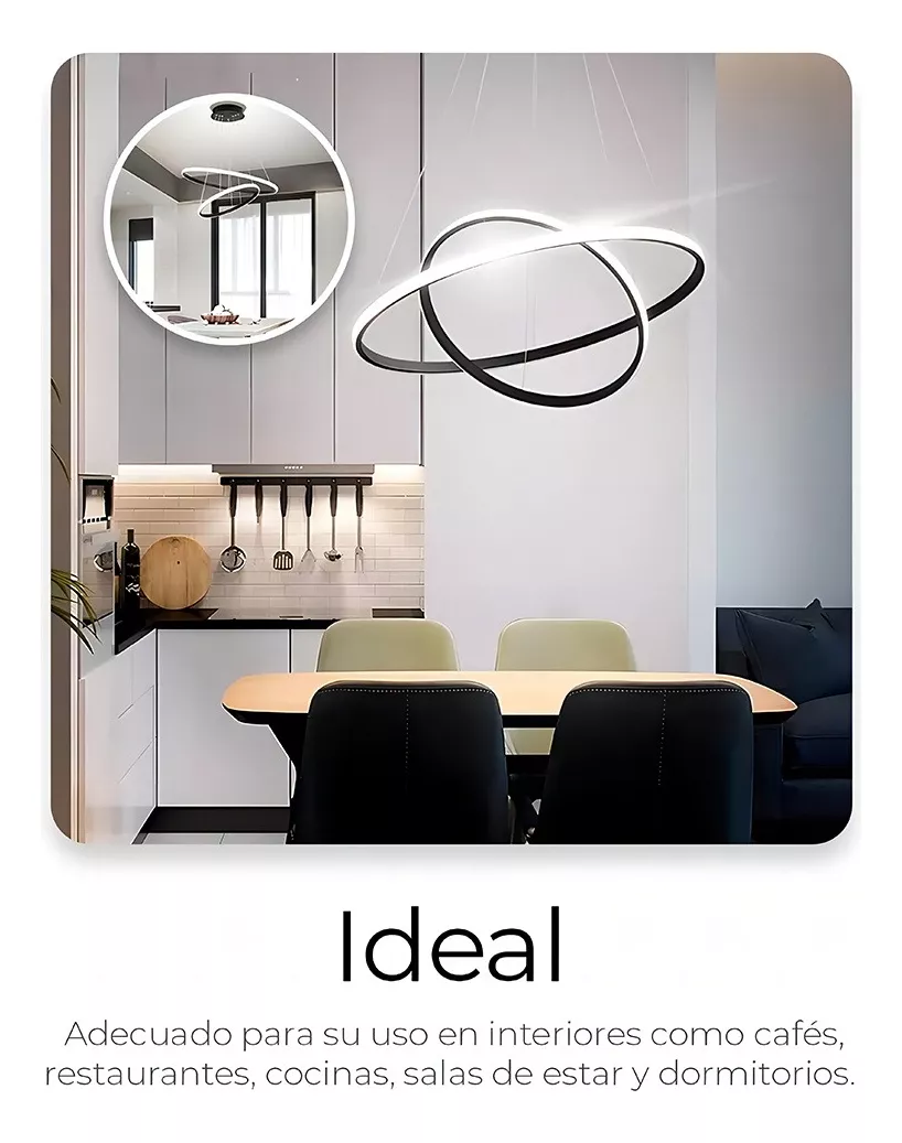 Lámpara De Techo Candil Colgante Moderna Led Dos Anillos