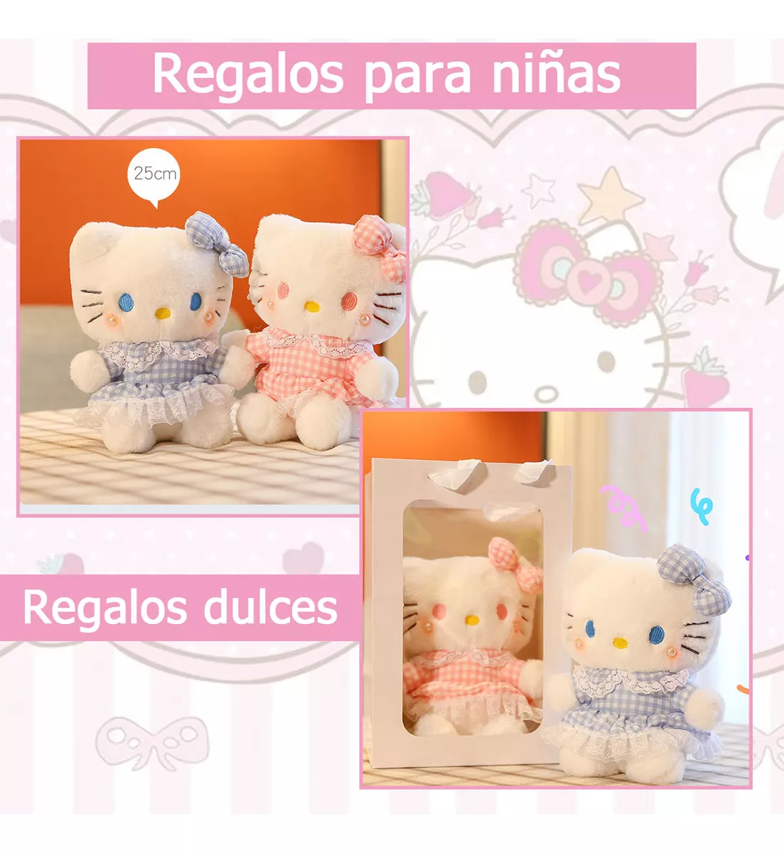 Hello Kitty Kawaii Regalo Peluche 25cm Regalos Para Bebes2pc
