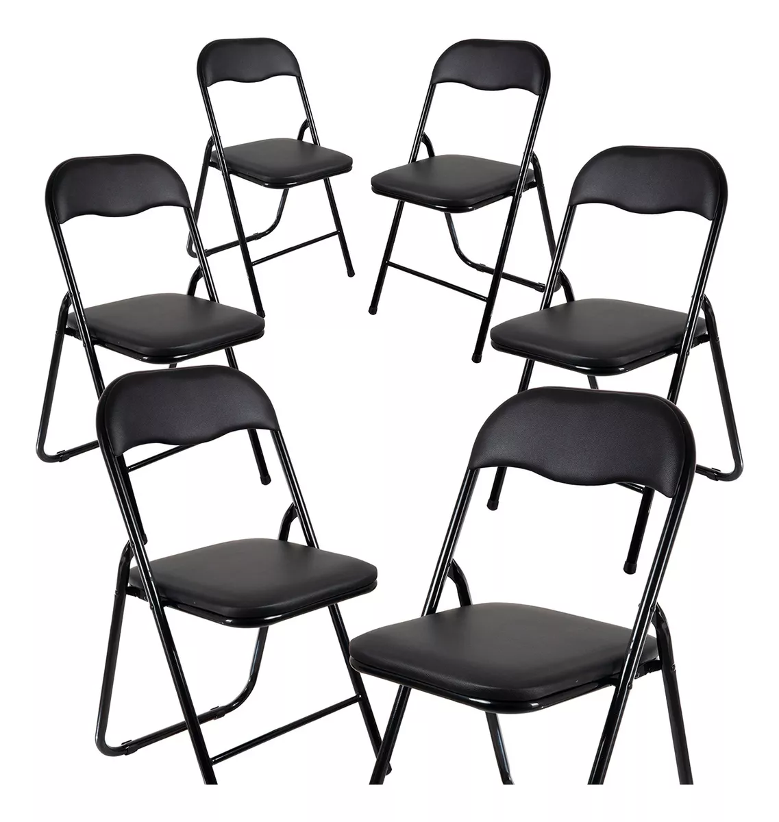 Sillas Plegables Acojinadas Negras 6 Pz
