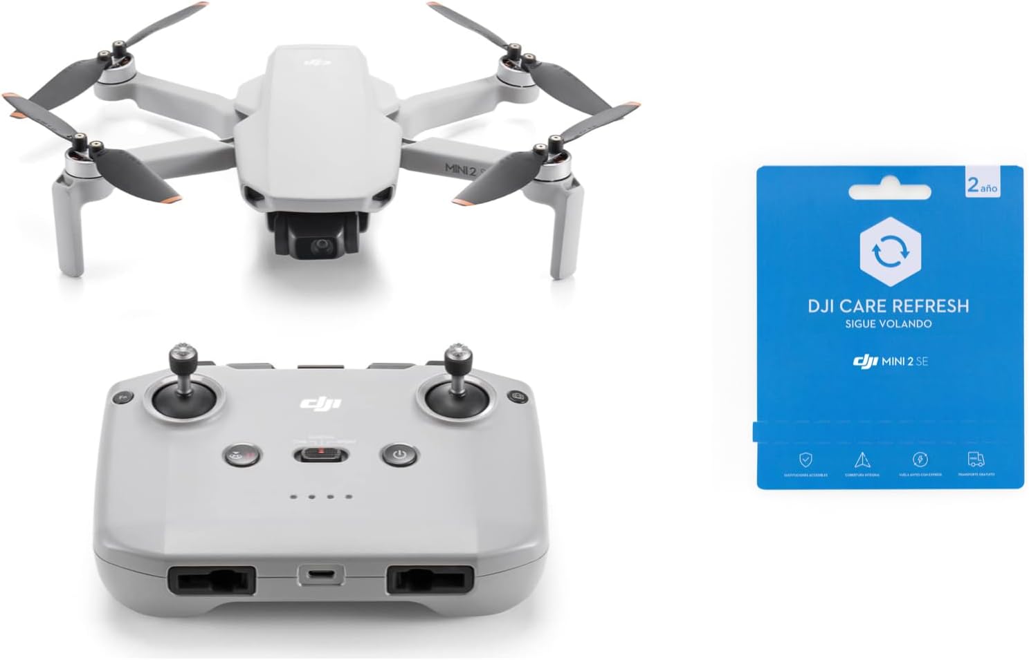 paquete DJI Mini 2 SE Vuela Más, dron mini con cámara ligero y plegable, vídeo 2.7K, modos inteligentes, transmisión de vídeo a 10 km, 31 min de vuelo, menos de 249 g, fácil de usar, baterías adicionales