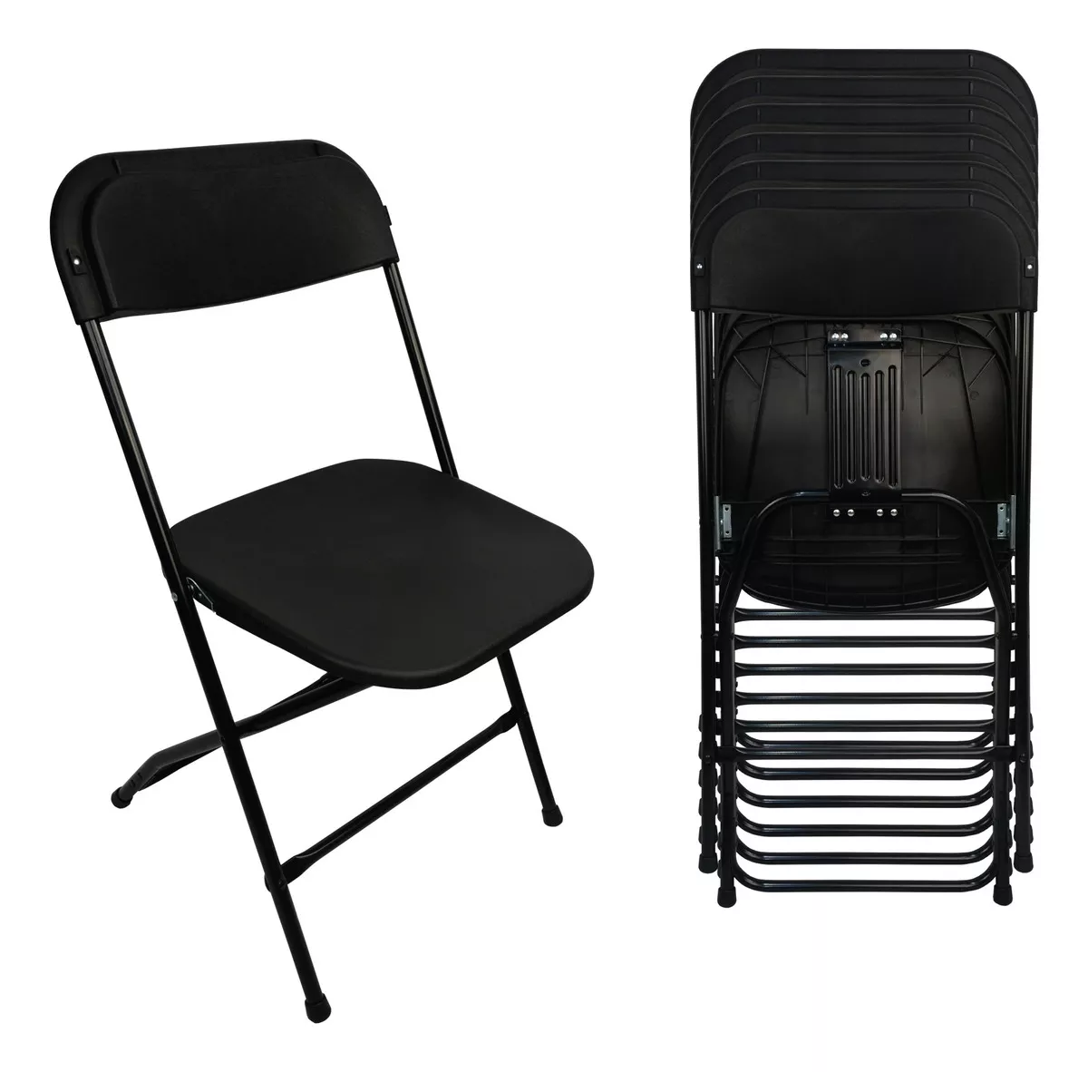 Set De 6 Sillas Plegables Pl&aacute;stico Reforzadas Styrka Negras color Negro SIPL02