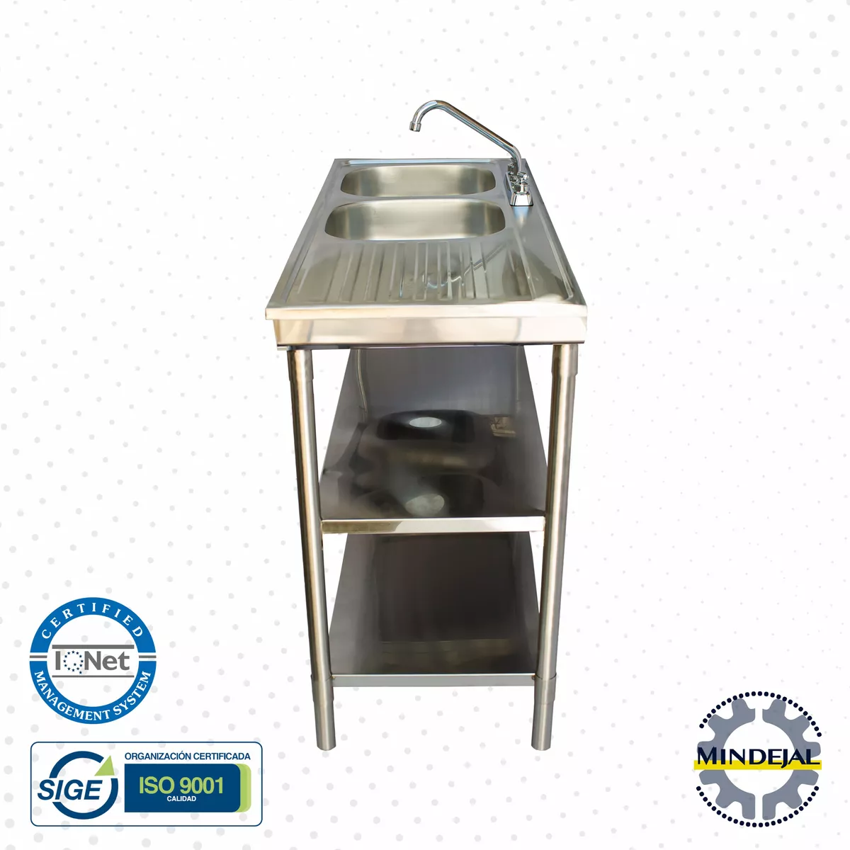 Fregadero Doble Acero Inoxidable Izquierdo 2 Entrepaños