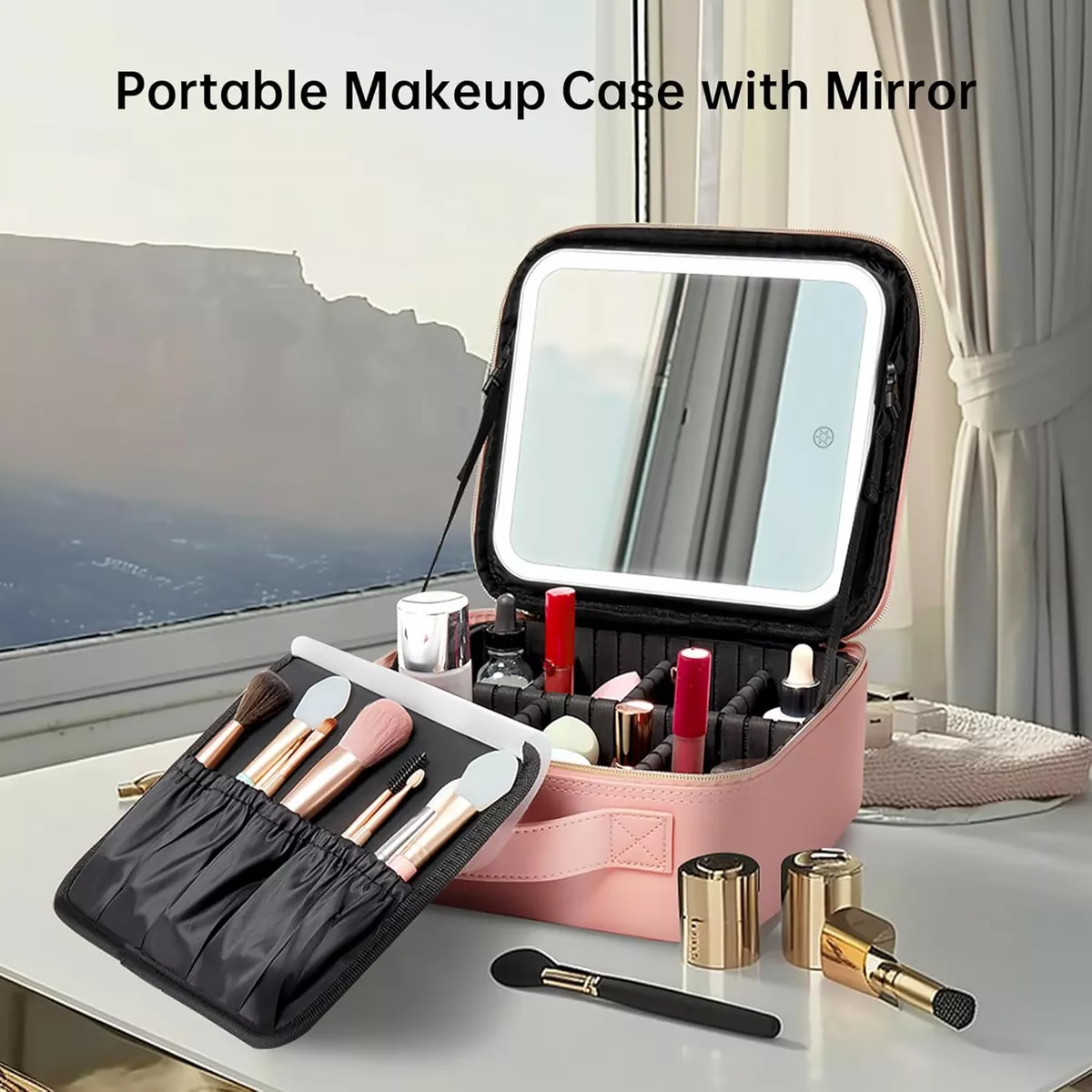 Maletin Estuche De Maquillaje Con Espejo Y Luz Led 3 Modos