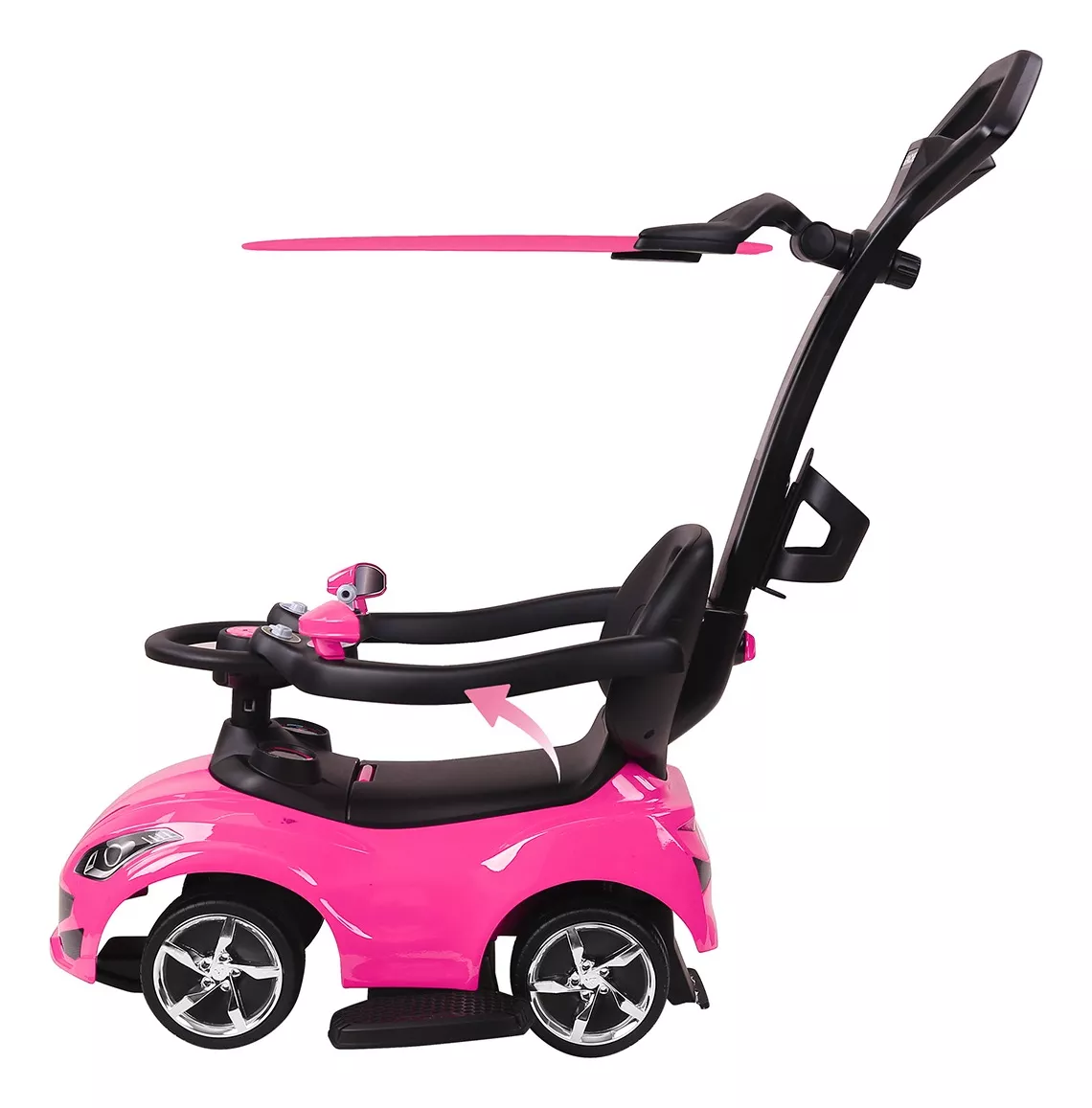 Carrito 3 En 1 Apache Rosa Barra De Empuje, Sonido Y Techo