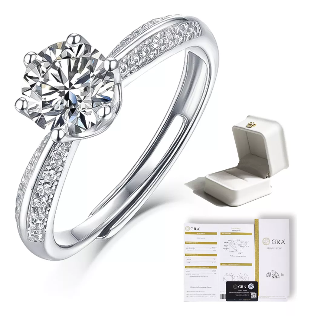 Anillo De Compromiso 925 Plata Mujer Moissanite Joyeria Fina