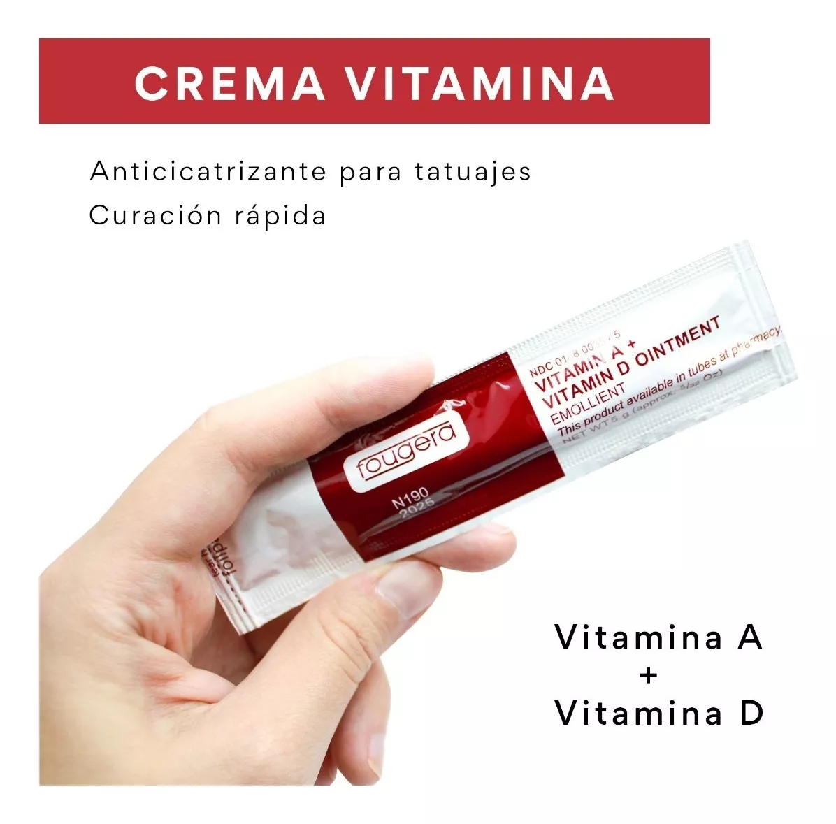 Crema Fougera Vitamina A, D Tatuaje Microblading 100 Pzs