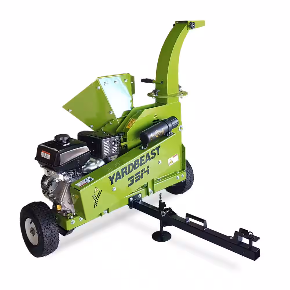 Yardbeast Tru-Feed 3.5 in. Professional Chipper 14 HP Gas Kohler CH440 ATV Towable Trailer, Rotational Discharge Dual Belt Clutch YB3514ATV
