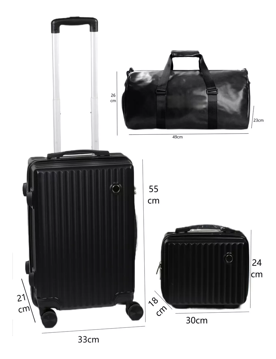 Set Maletas Rígidas kit Viaje Mano Avion 20in 4 Ruedas 360°