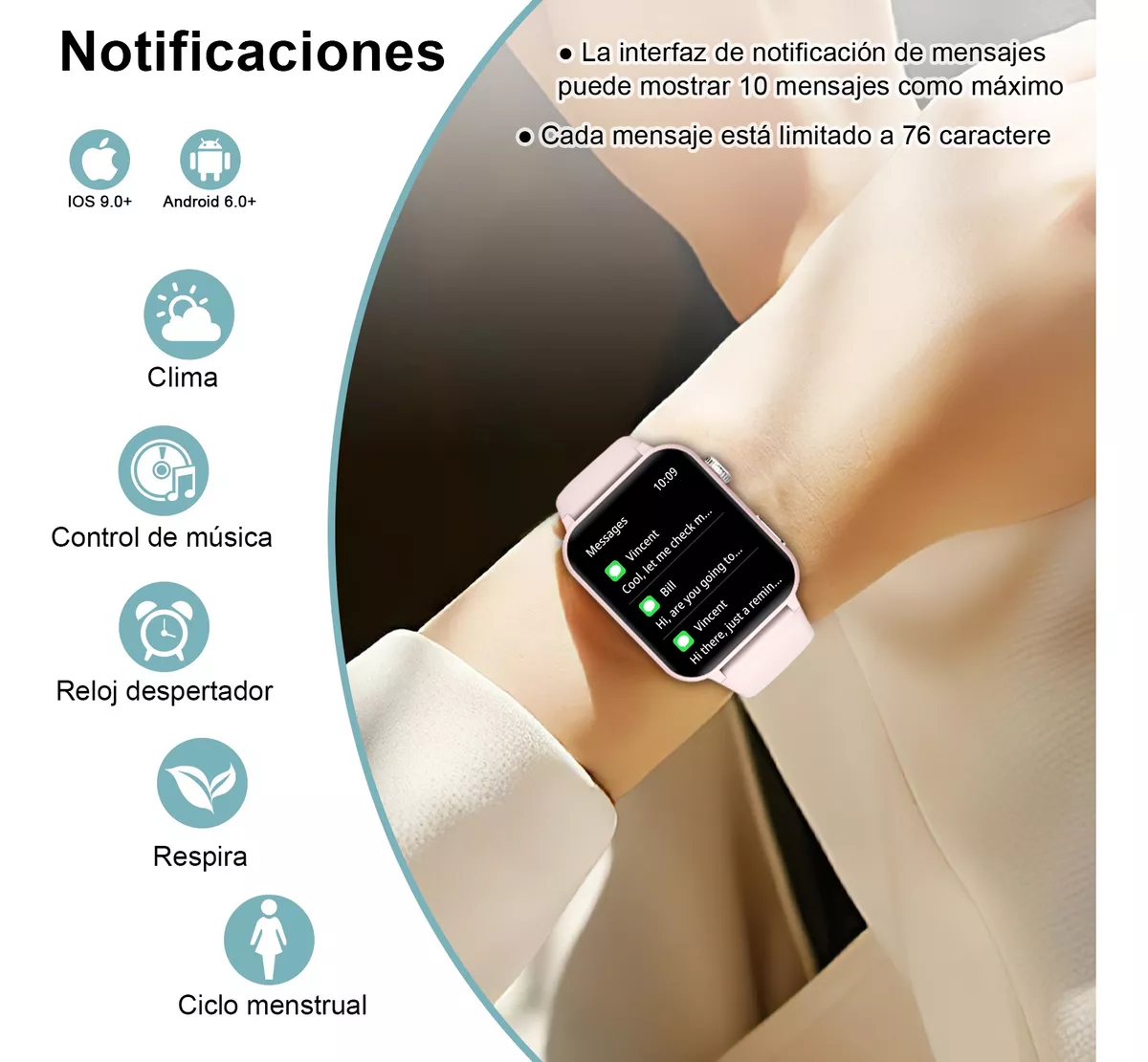 Reloj Inteligente Mujer, Smartwatch, Llamada, Asistente Voz