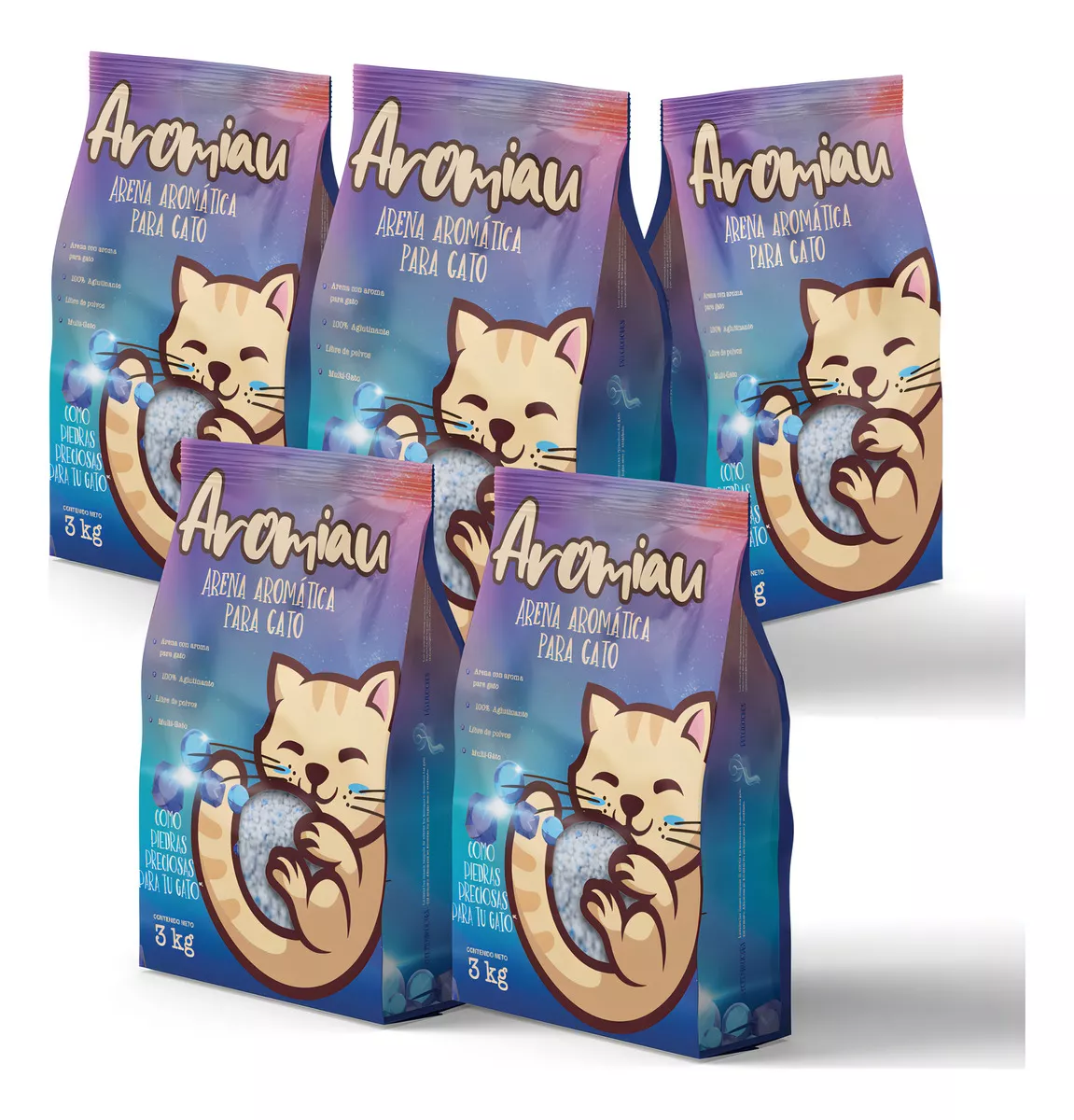 Aromiau 5 unidades 3kg arena fresca arena para gato con aroma