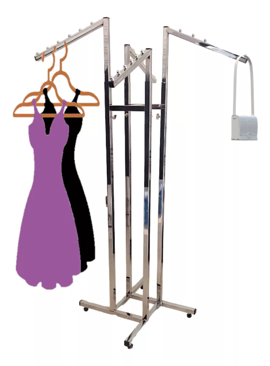 Rack Exhibidor P/ropa Con 4 Brazos Ajustable Cromado.
