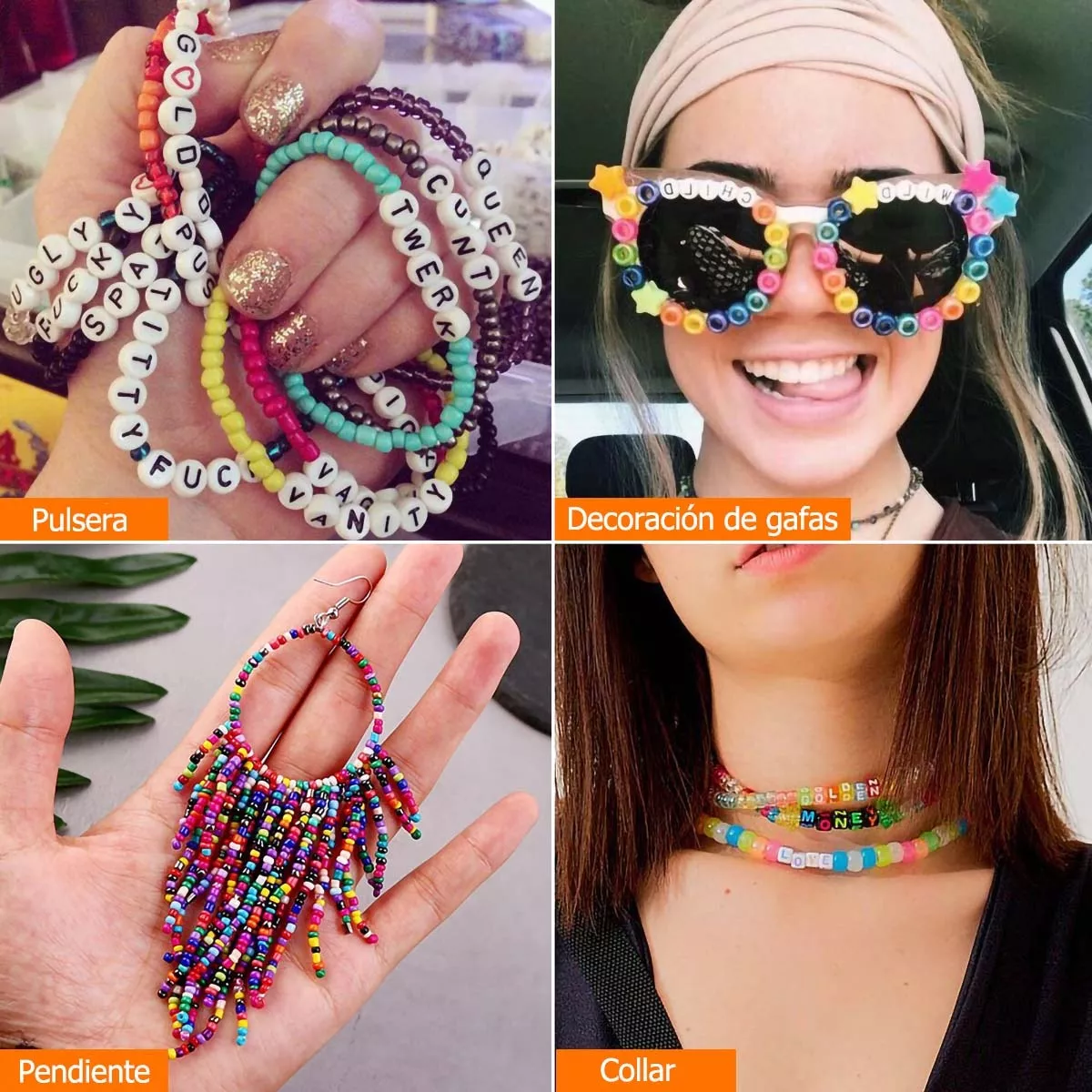 kit Para Hacer Pulsera De Collar Bricolaje Cuentas 7500+ Pcs