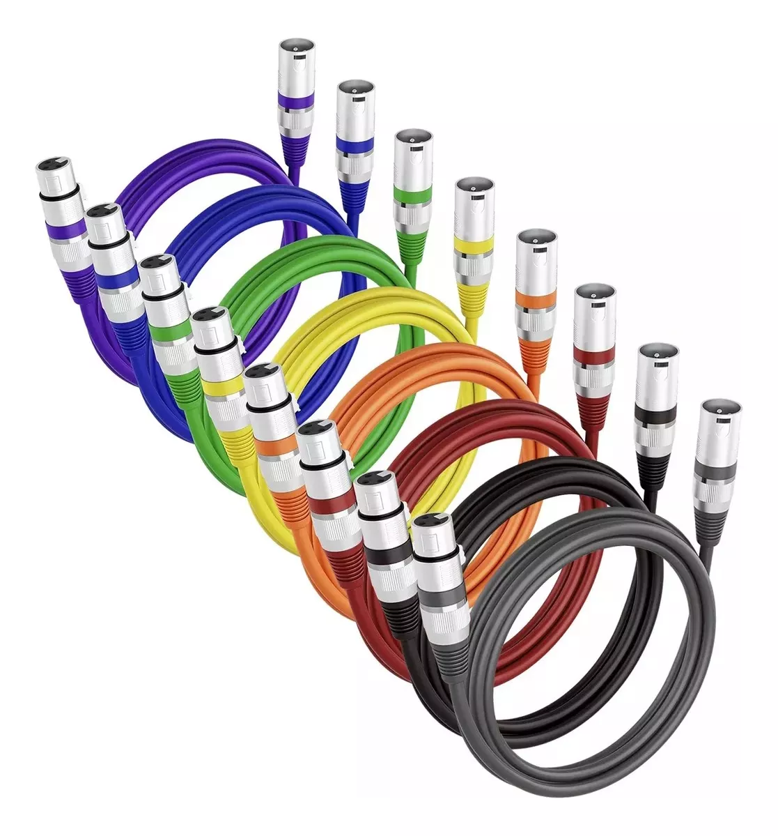 8pcs Cable Xlr De 1,5 M/5 Pies para 3 Pin Scenario Light Dmx