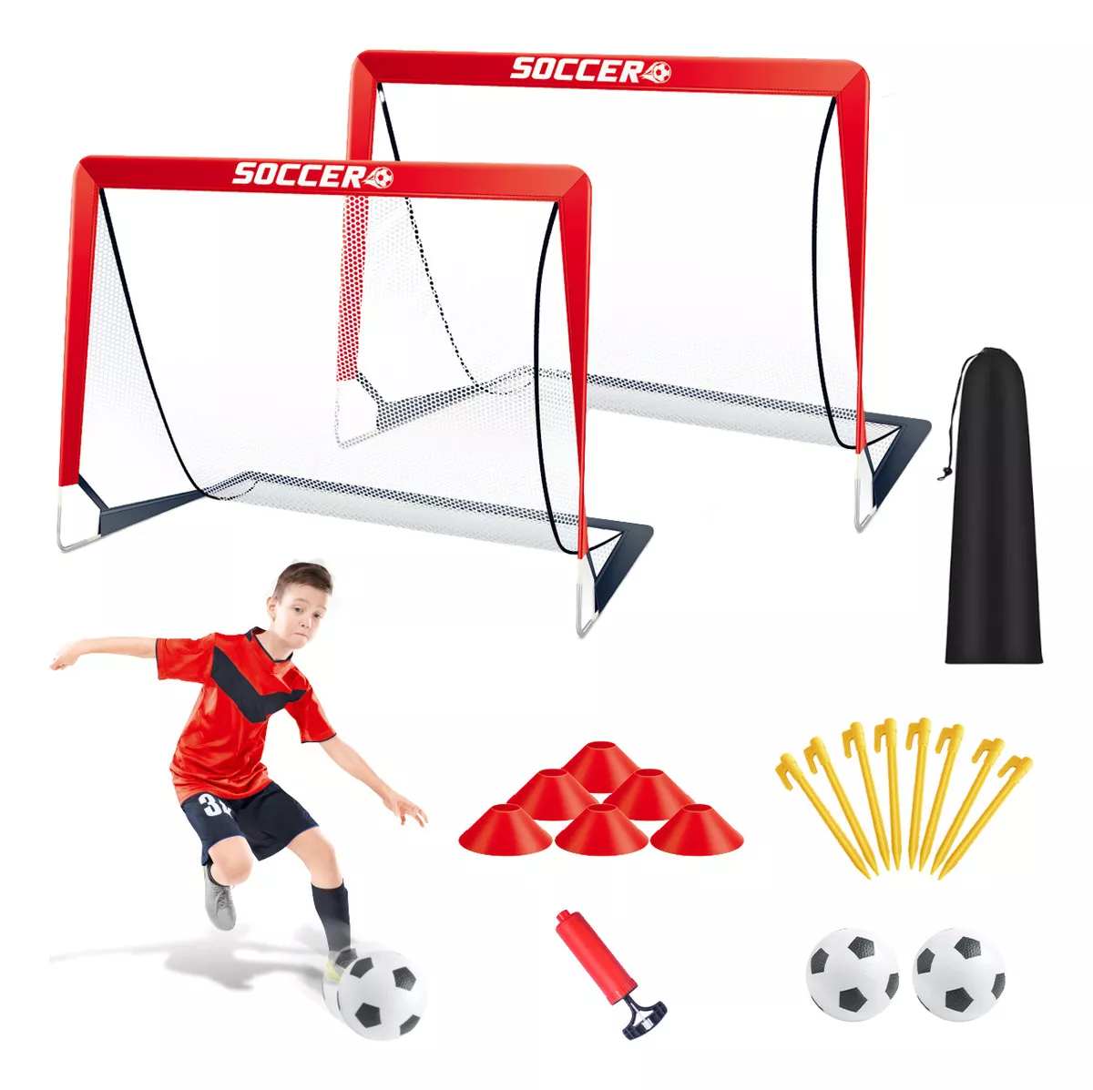 2pcs Porter&iacute;a De Futbol Ni&ntilde;os Con Accesorios Entrenamiento