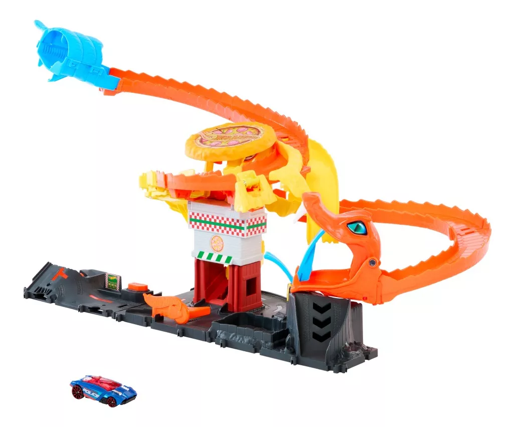 HOT WHEELS, Pista de Juguete, Ataque de Cobra vs Pizzería, Edad 3 Años en Adelante, Juguetes para Niños, Mattel