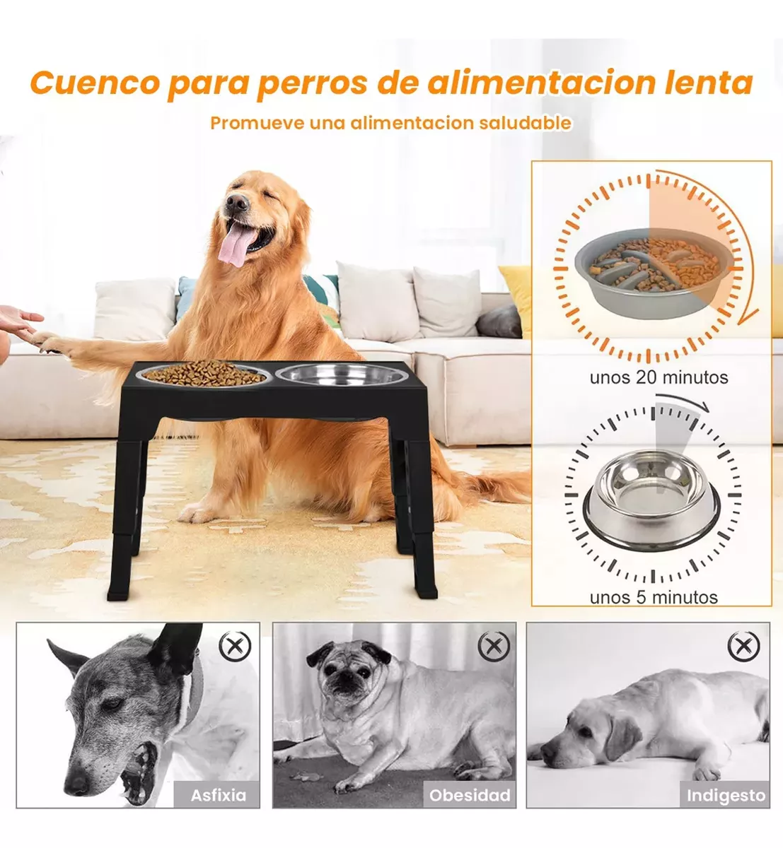 Comedero Para Perro Y Gatos Plato Elevada 5alturas Ajustable