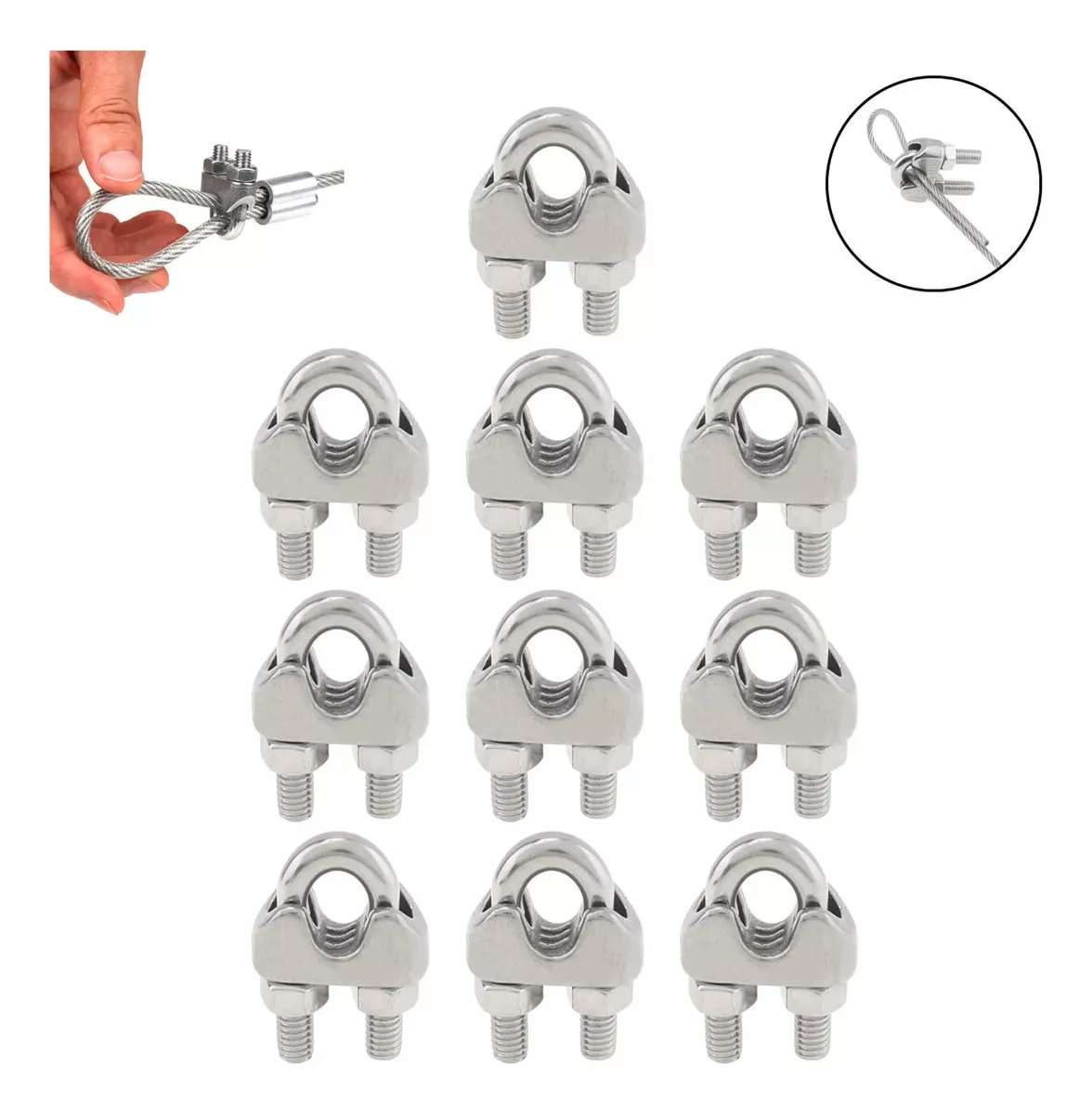 10pcs Nudo Para Cable De 1/4 Acero Inox,abrazaderas De Cable