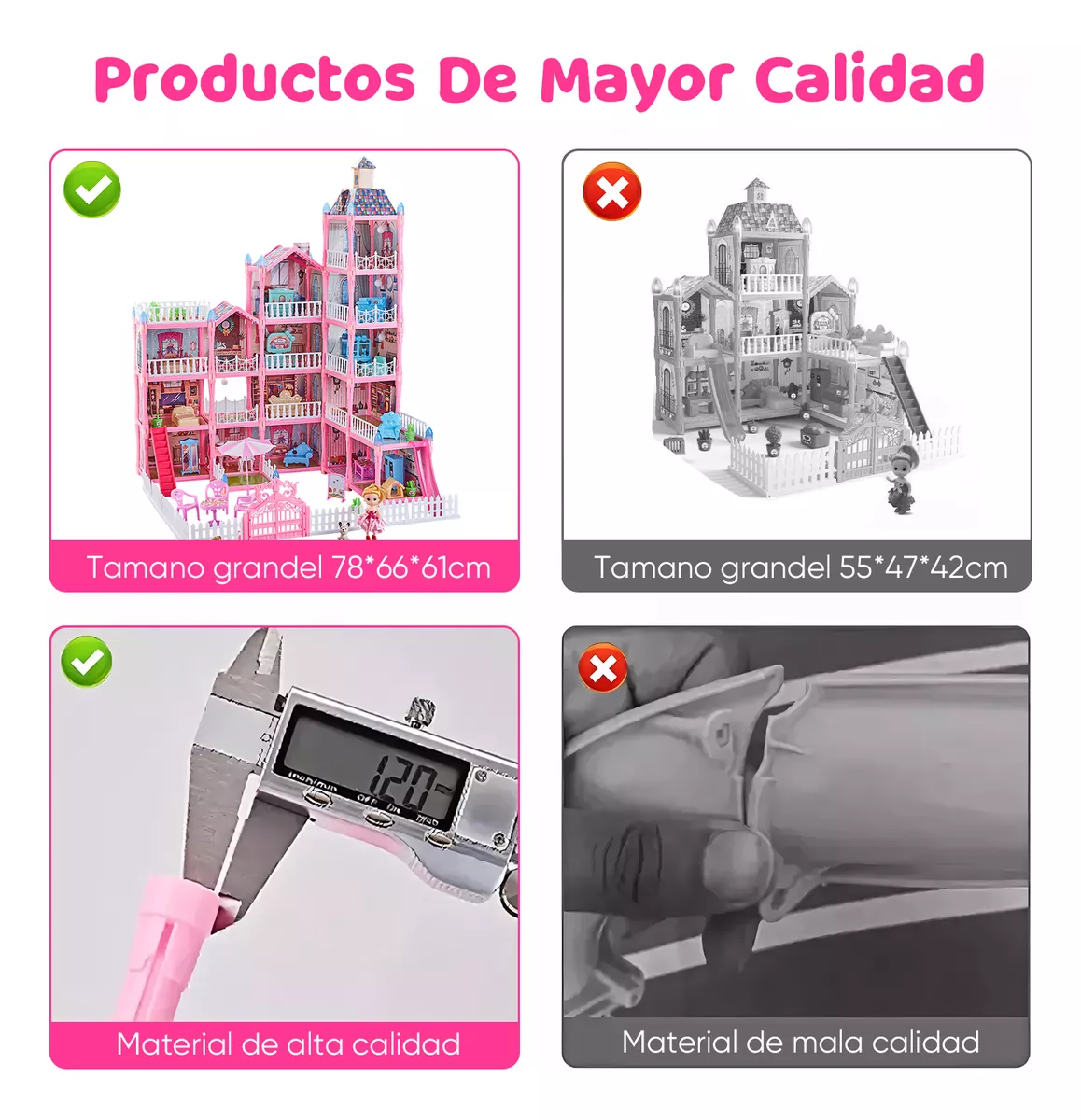 Casita Casa Muñecas Led Con Muebles Castillo Princesa 374pzs