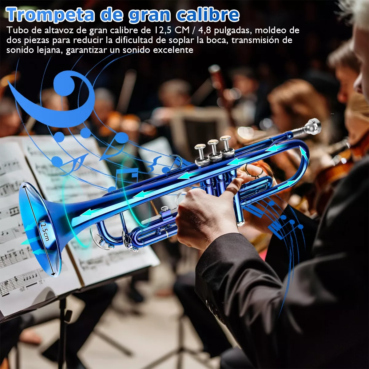 Standard Bb Trompeta Instrumento Musical Viento Con Estuche